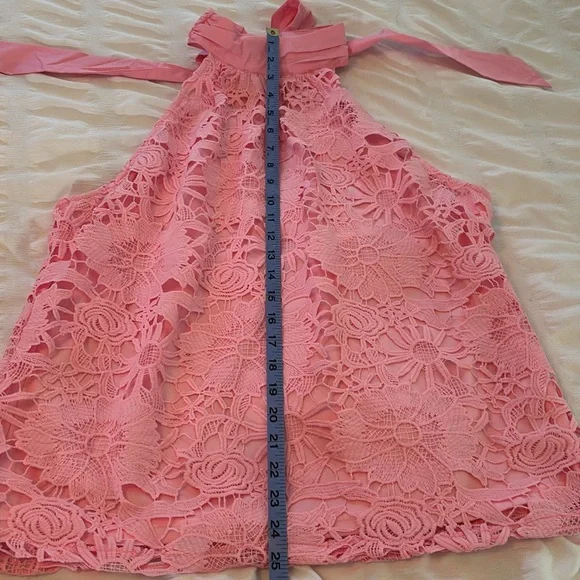 NY&Co Halter Neck Crochet Lace Bow Back Top - size large - NWT - Picture 8 of 12